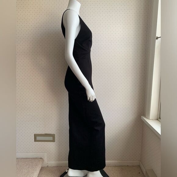 REVOLVE x Nicholas Ponti Ava Wrap Black Maxi Gown Deep V Neckline sz 2 PW13 - Picture 6 of 16